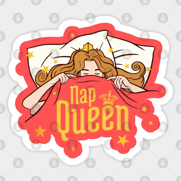 Nap Queen Funny Quote - Cute Sleeping Girl Artwork Sticker by Artistic muss